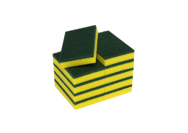 Yellow and Green Scourer Sponge Packs of 10 - WICS cleaning supplies Perth