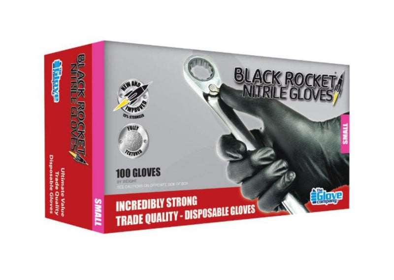 Gloves - Black Rocket BOX, S - WICS cleaning supplies Perth
