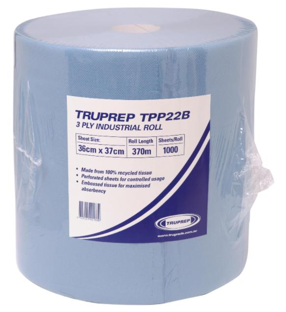 TRUPREP Blue Industrial Roll 370m - WICS cleaning supplies Perth