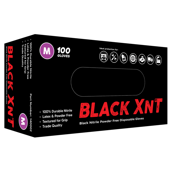 Black XNT Black Nitrile Medium box 100 - WICS cleaning supplies Perth