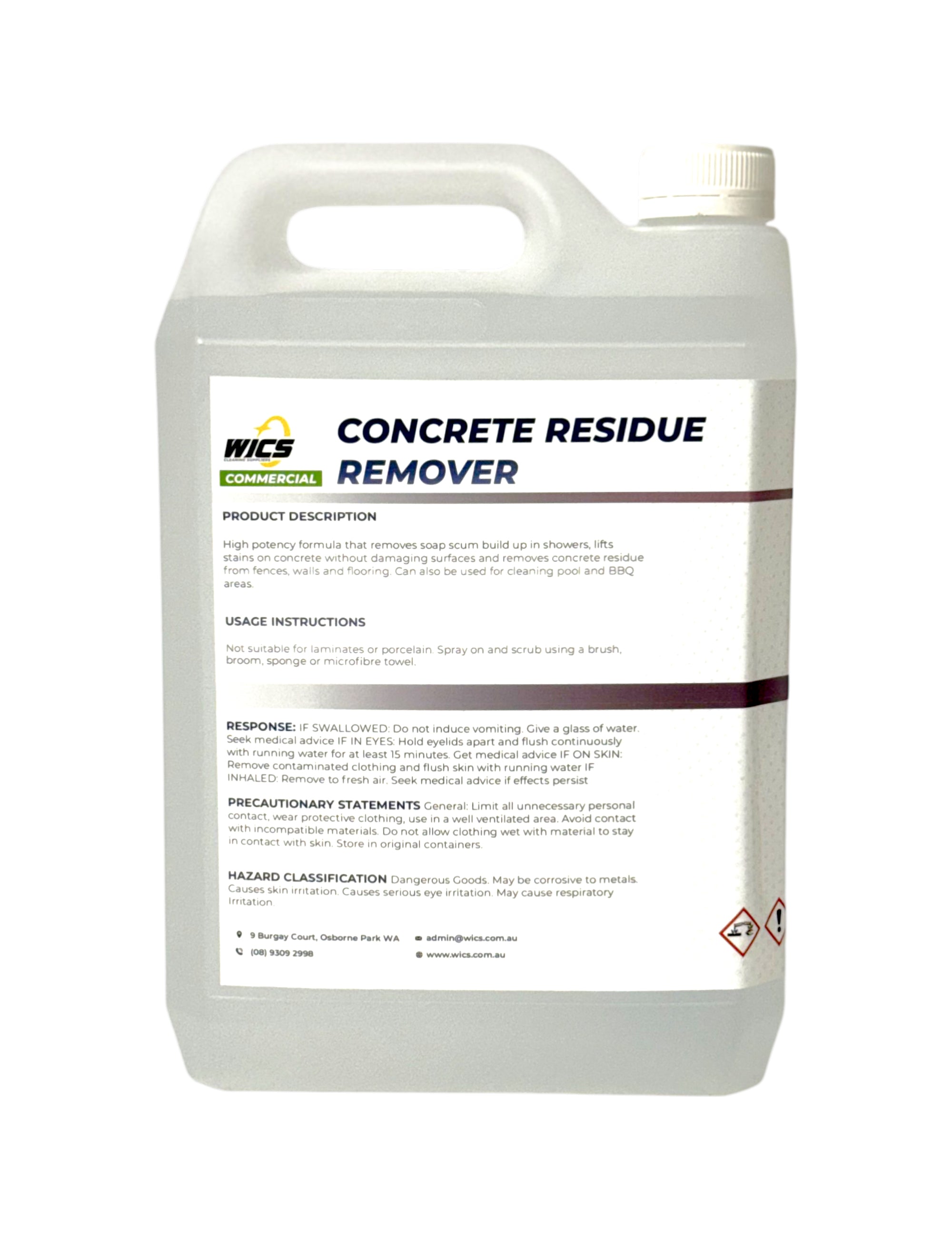 Concrete Residue Remover & Cleaner - WICS cleaning supplies Perth