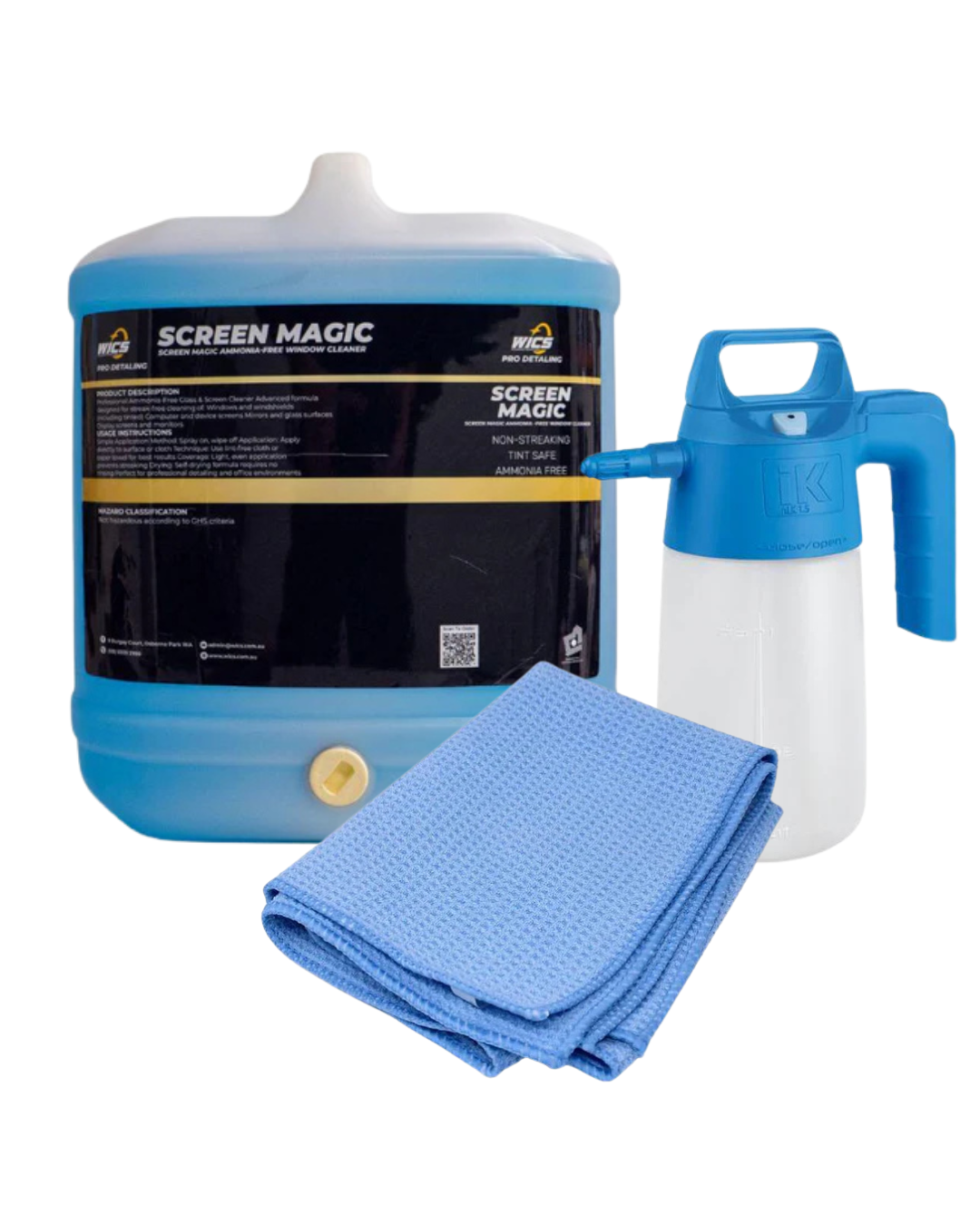 Screen Magic 20L, IK Alkaline Sprayer and 1x Waffle Cloth May Special