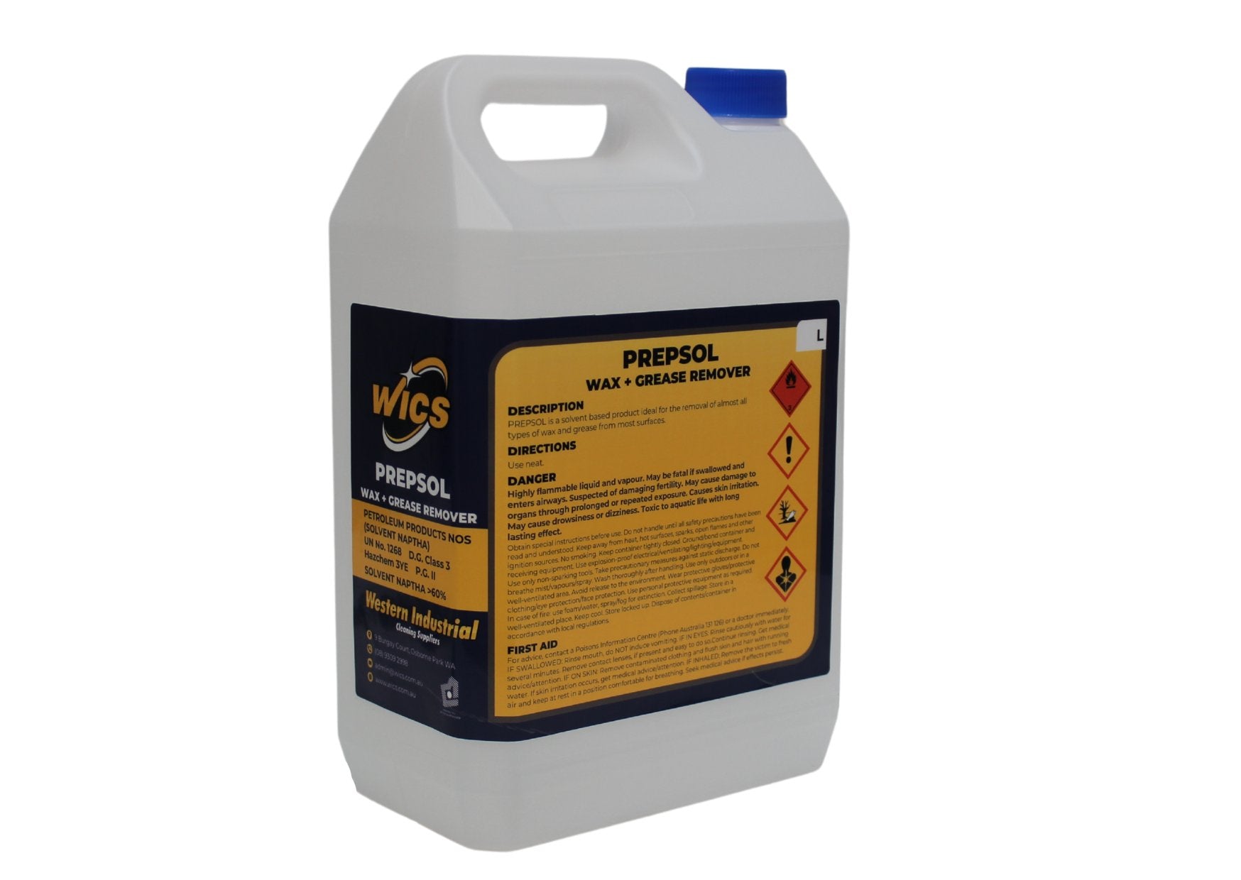 Prepsol wax and grease remover 5L — WICS solvent-based wax and grease remover for automotive paint and panel prep
